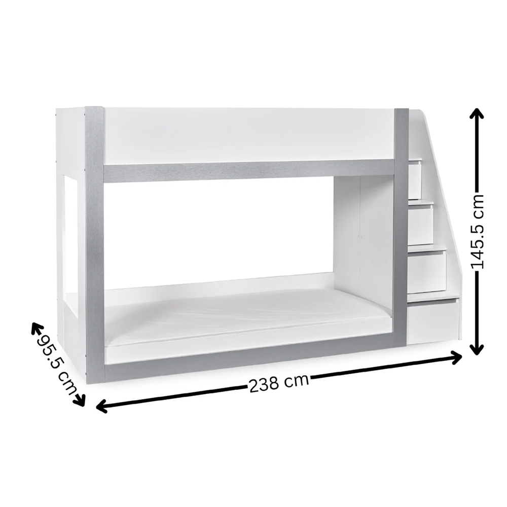Glenside Wooden Single Bunk Bed - White