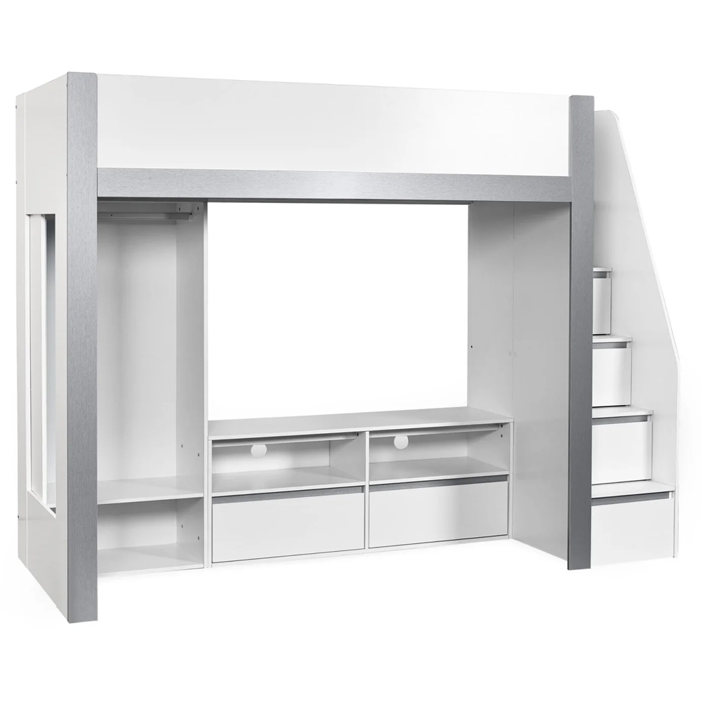Glenside Wooden Single Highsleeper Bunk Bed - White