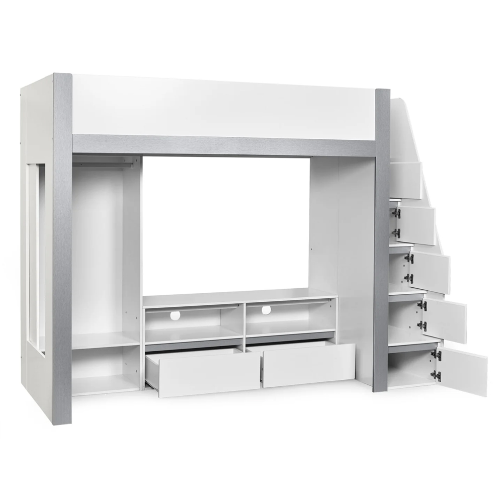 Glenside Wooden Single Highsleeper Bunk Bed - White