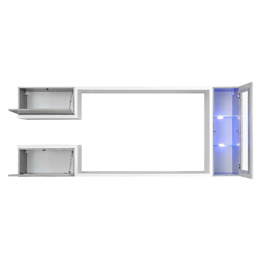 Glenview Wooden Entertainment Unit In Concrete Grey With LED