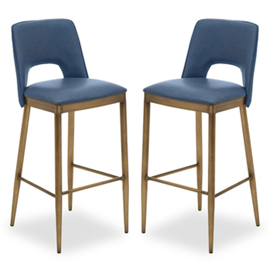 Glidden Blue Leather Bar Chairs With, Blue Leather Bar Stools