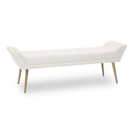 Photo of Glidden fabric hallway bench with angular legs in natural