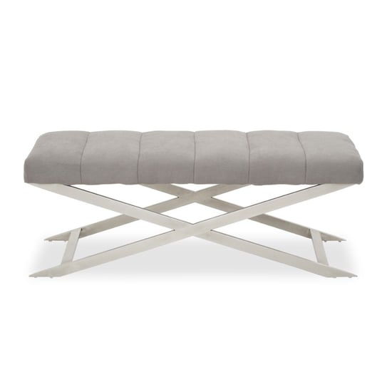 Glidden Fabric Hallway Bench With Cross Legs In Grey