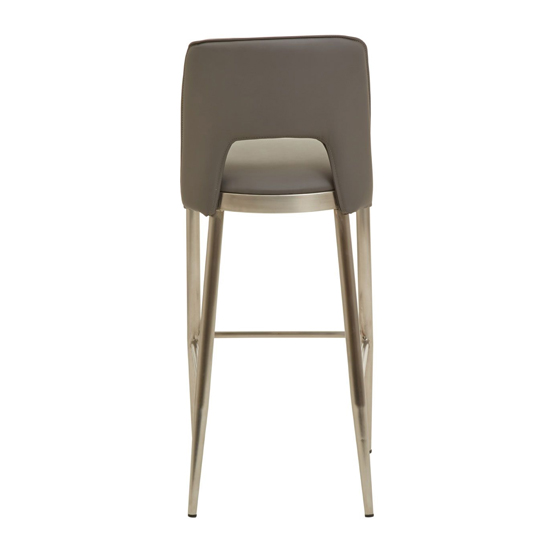 Glidden Grey Leather Bar Chair With Brass Legs In Pair