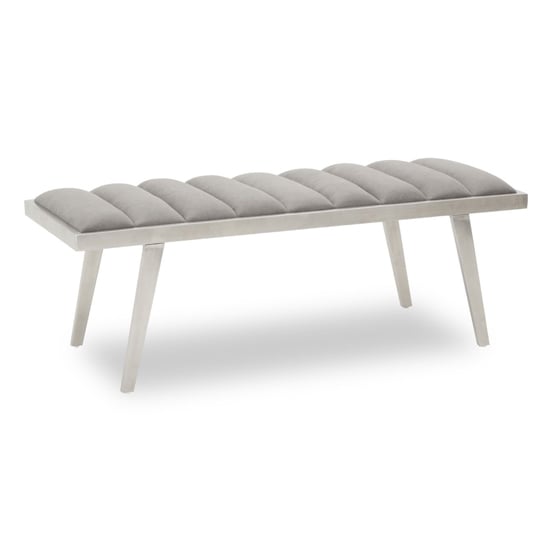 Glidden Velvet Hallway Bench With Splayed Legs In Grey