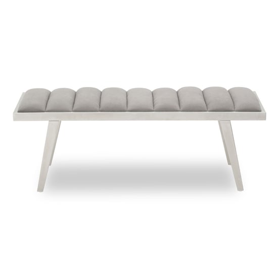 Product photograph of Glidden Velvet Hallway Bench With Splayed Legs In Grey from Furniture in Fashion