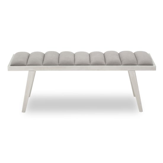 Photo of Glidden velvet hallway bench with splayed legs in grey