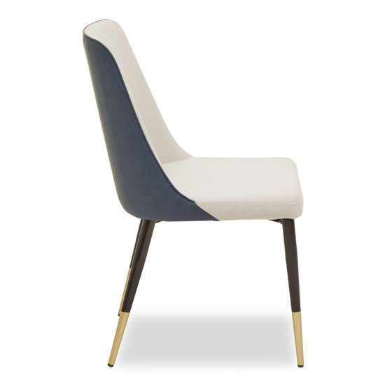 Glidden White And Blue Leather Dining Chairs In Pair_2