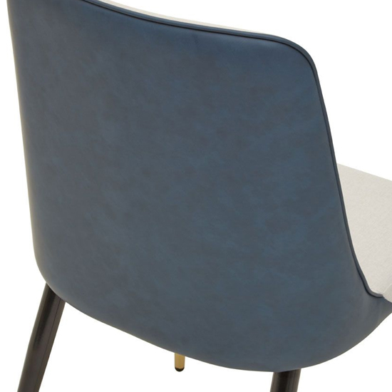 Glidden White And Blue Leather Dining Chairs In Pair_6