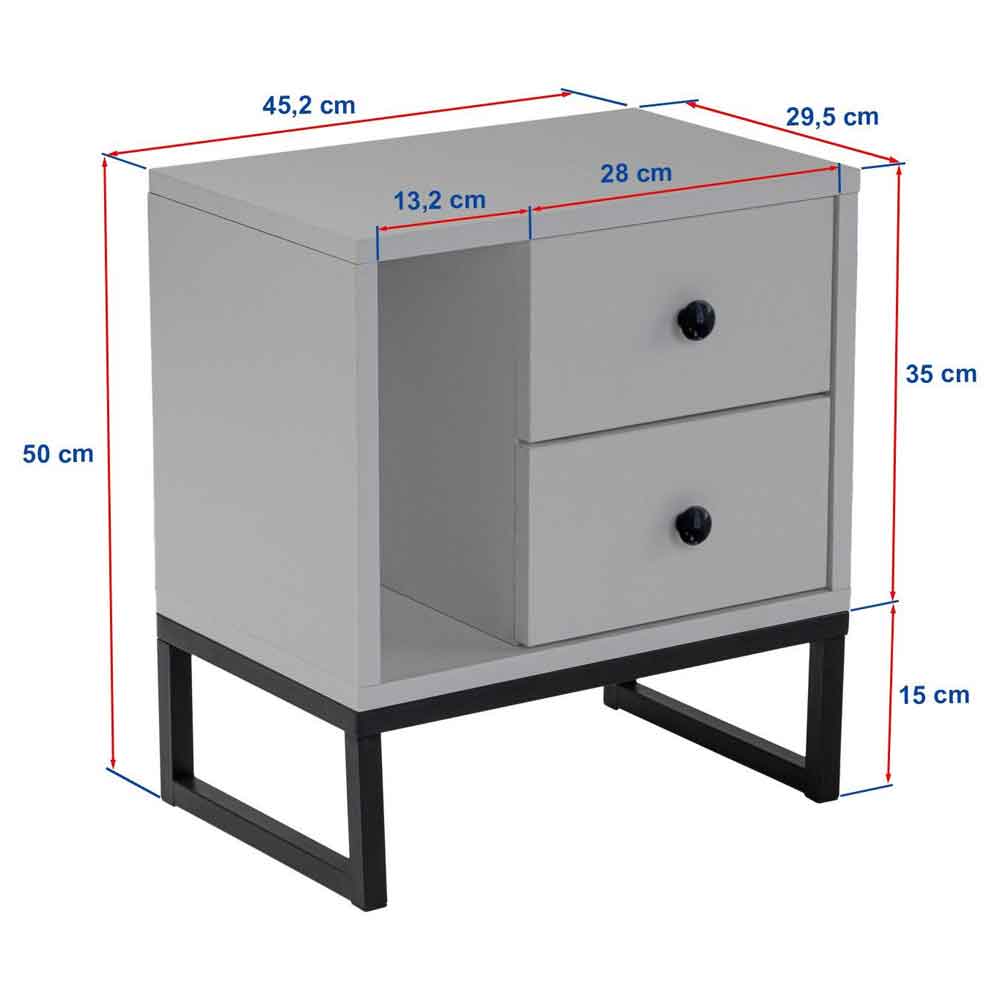 Glimen Wooden Bedside Cabinet with 2 Drawers 1 Shelf in Atlantic Pine and Black