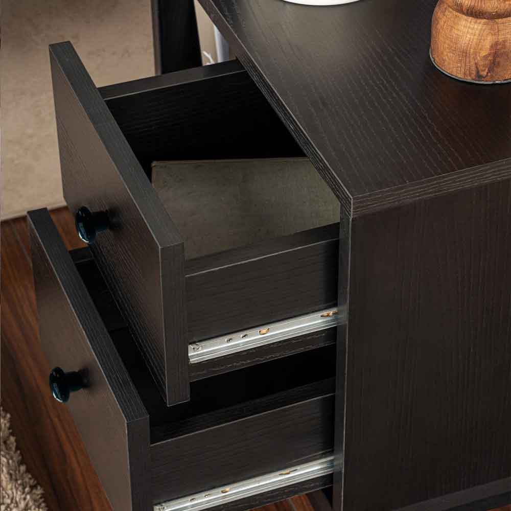 Glimen Wooden Bedside Cabinet with 2 Drawers 1 Shelf in Black