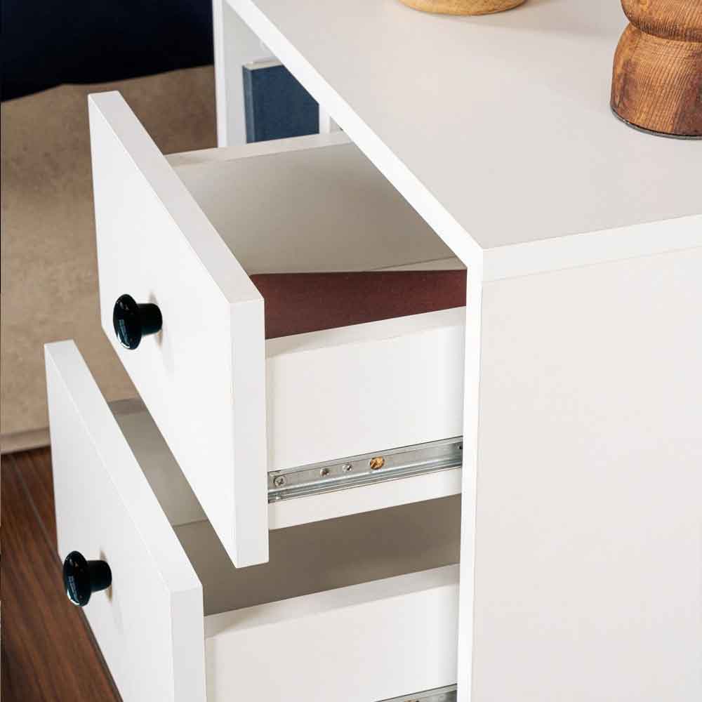 Glimen Wooden Bedside Cabinet with 2 Drawers 1 Shelf in White and Black