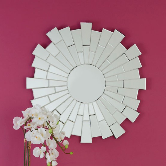 Product photograph of Glitacoz Small Round Wall Mirror In Silver from Furniture in Fashion