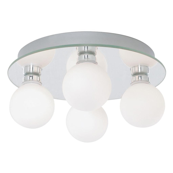 Read more about Global led 4 lights opal glass bathroom flush light in chrome