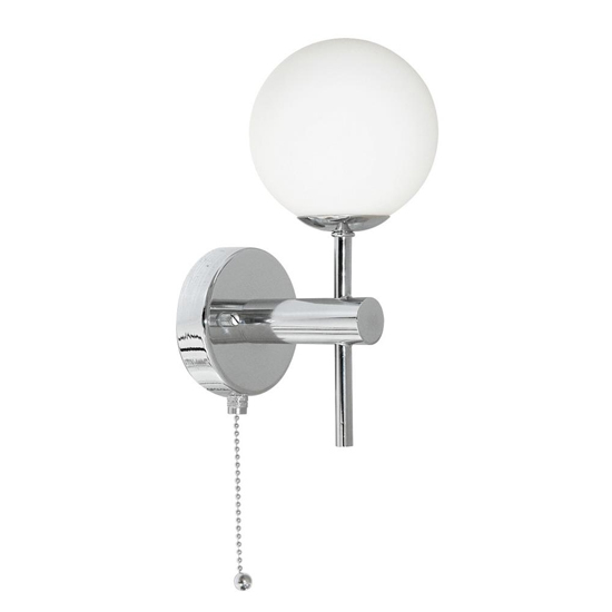 Photo of Global led opal glass bathroom wall light in chrome