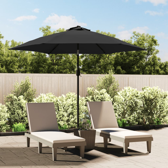 Gloria Parasol With LED Lights And Steel Pole In Anthracite