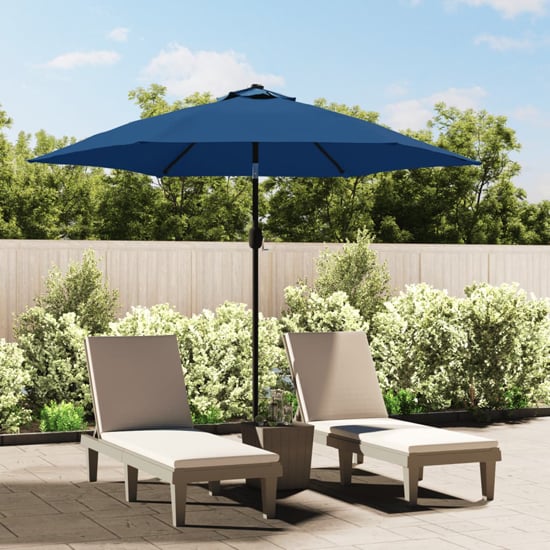 Gloria Parasol With LED Lights And Steel Pole In Azure
