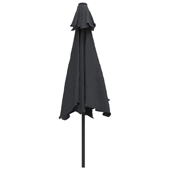 Gloria Parasol With LED Lights And Steel Pole In Black