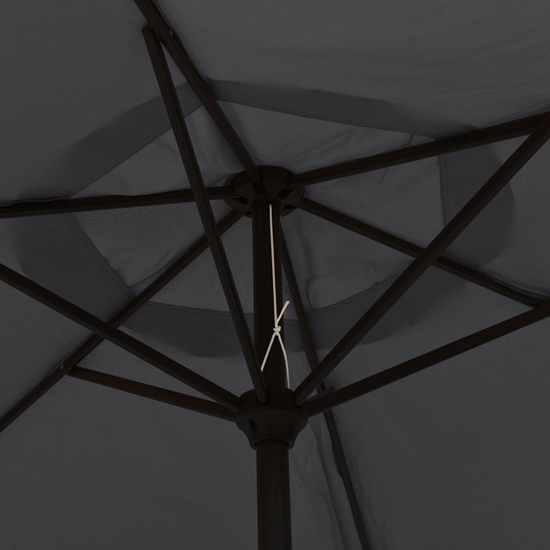 Gloria Parasol With LED Lights And Steel Pole In Black