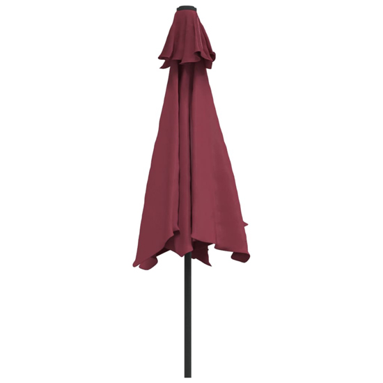 Gloria Parasol With LED Lights And Steel Pole In Bordeaux Red