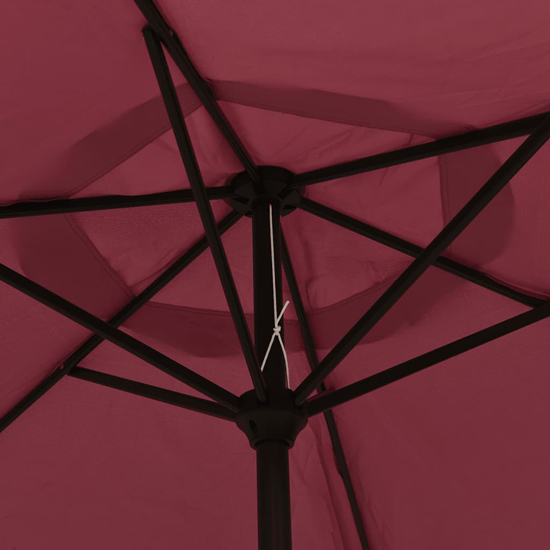Gloria Parasol With LED Lights And Steel Pole In Bordeaux Red
