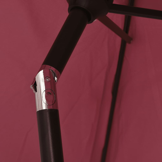 Gloria Parasol With LED Lights And Steel Pole In Bordeaux Red