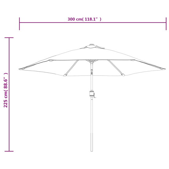 Gloria Parasol With LED Lights And Steel Pole In Bordeaux Red