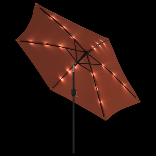 Gloria Parasol With LED Lights And Steel Pole In Terracotta