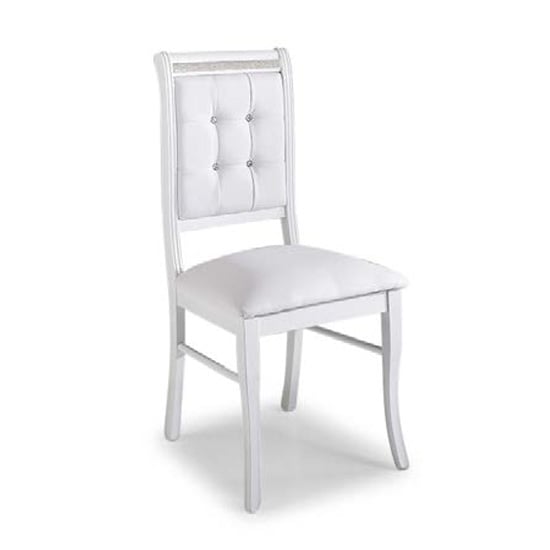 Photo of Gloria wooden dining chair in white with crystal details