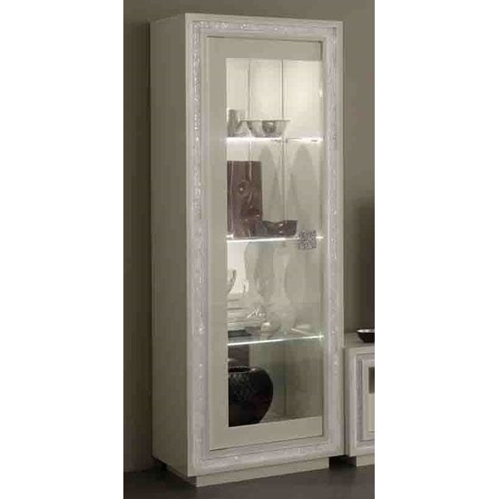 Gloria Display Cabinet In White Gloss With Crystals And LED_1