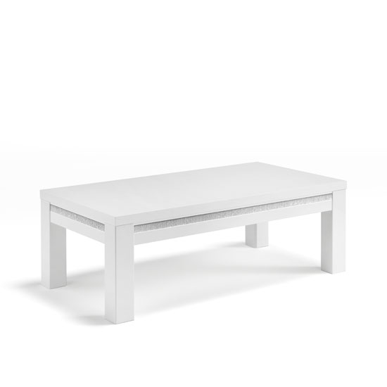 Gloria Coffee Table In White High Gloss With Crystal Details