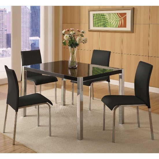 Stefan Hi Gloss Black Dining Table And, Black Kitchen Table And 4 Chairs