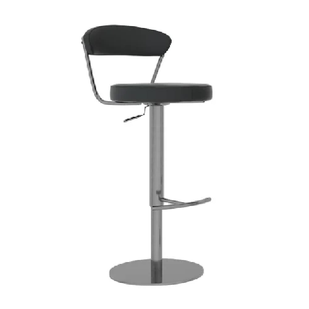 Read more about Glossop leather bar stool with chrome base in black