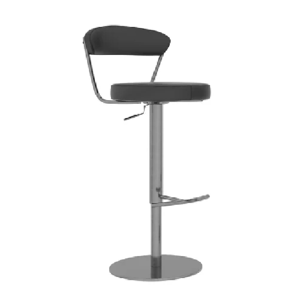 Read more about Glossop leather bar stool with chrome base in grey
