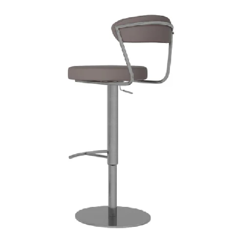 Glossop Taupe Faux Leather Bar Stools With Stainless Steel Base In Pair