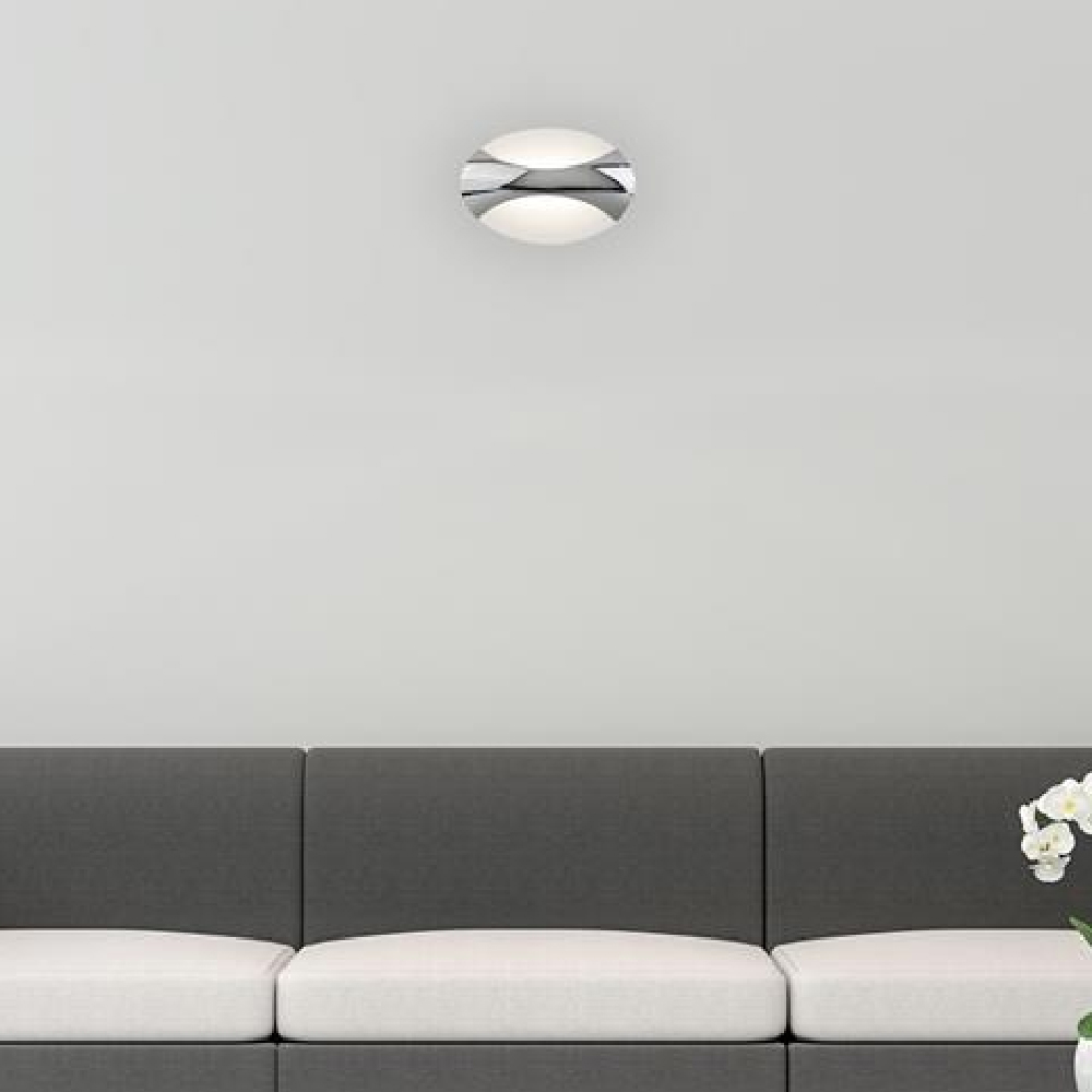 Glow LED Wall Light Oval In Chrome And White