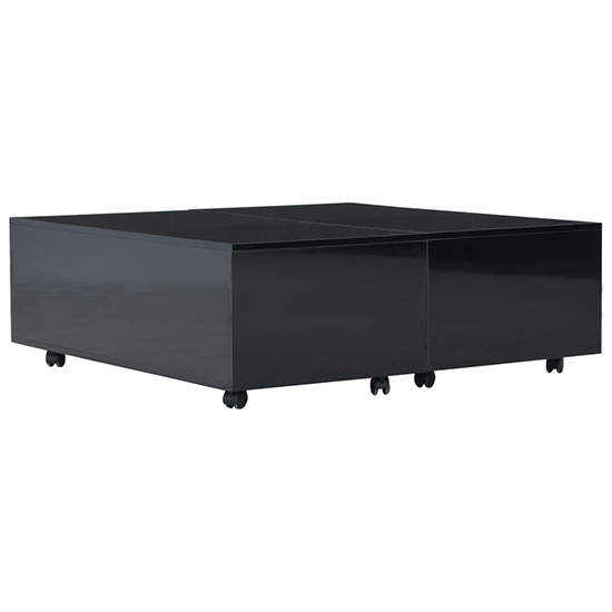 Glyn 100cm High Gloss Storage Coffee Table And Castors In Black Furniture in Fashion