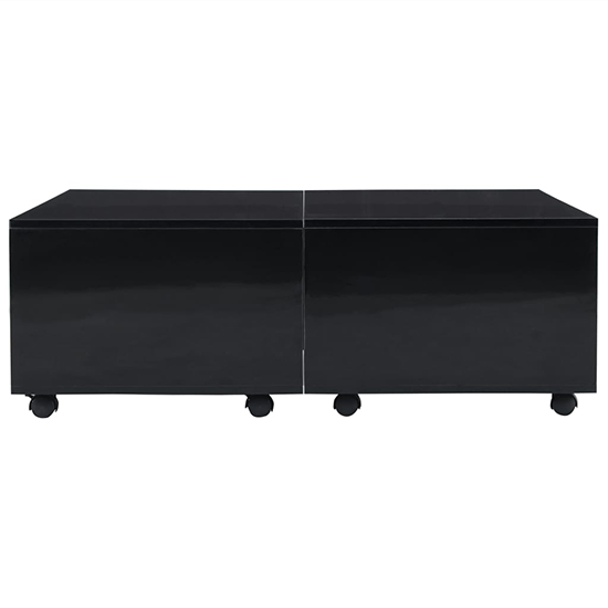 Glyn 100cm High Gloss Storage Coffee Table And Castors In Black