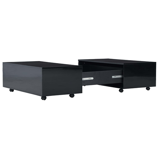Glyn 100cm High Gloss Storage Coffee Table And Castors In Black