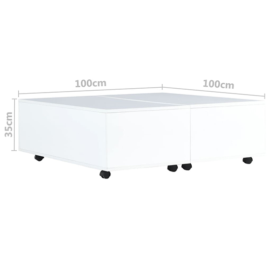 Glyn 100cm High Gloss Storage Coffee Table And Castors In White_5