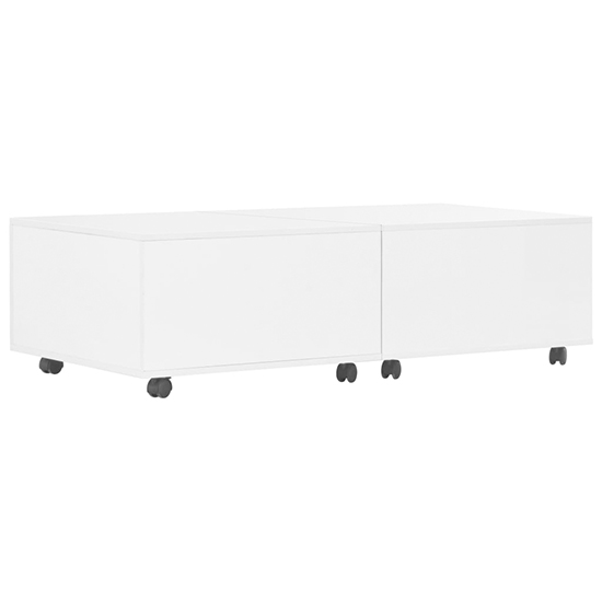 Glyn 120cm High Gloss Storage Coffee Table And Castors In White Furniture in Fashion