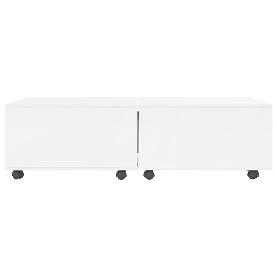 Glyn 120cm High Gloss Storage Coffee Table And Castors In White Furniture in Fashion