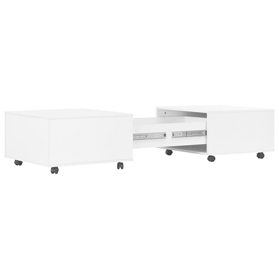 Glyn 120cm High Gloss Storage Coffee Table And Castors In White Furniture in Fashion