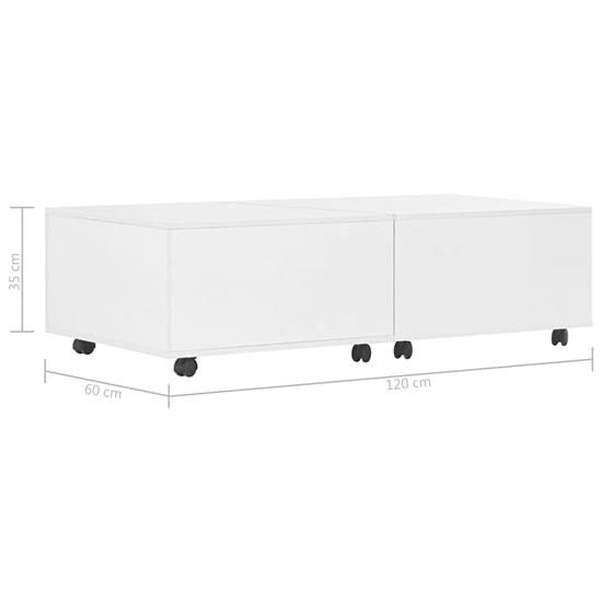 Glyn 120cm High Gloss Storage Coffee Table And Castors In White Furniture in Fashion