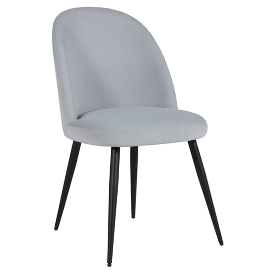 Gabbier Silver Velvet Dining Chairs With Black Legs In Pair | Furniture in Fashion
