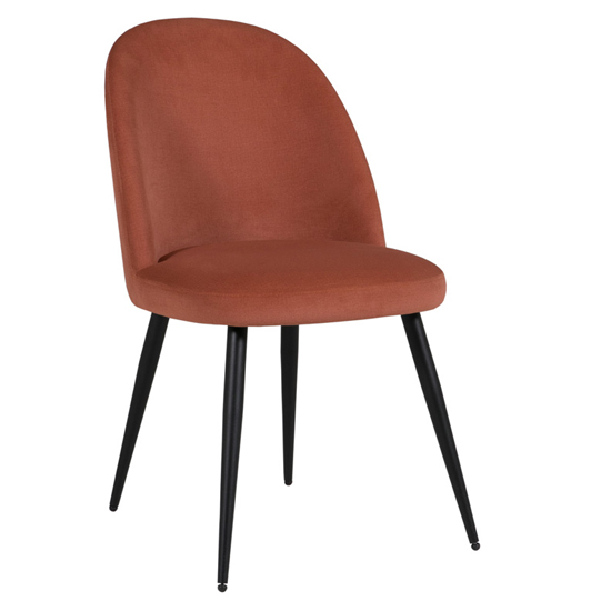 Glynis Velvet Dining Chair In Coral With Black Legs