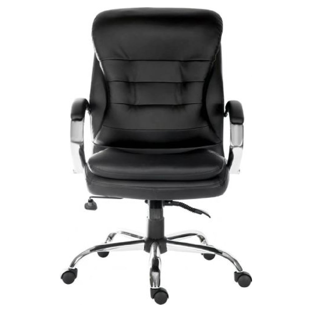Godley Leather Home And Office Chair With Chrome Base In Black