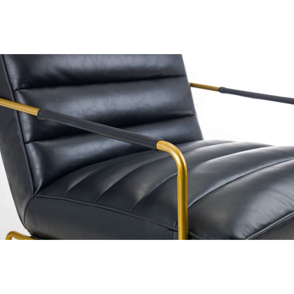 Golden Faux Leather Bedroom Chair In Black