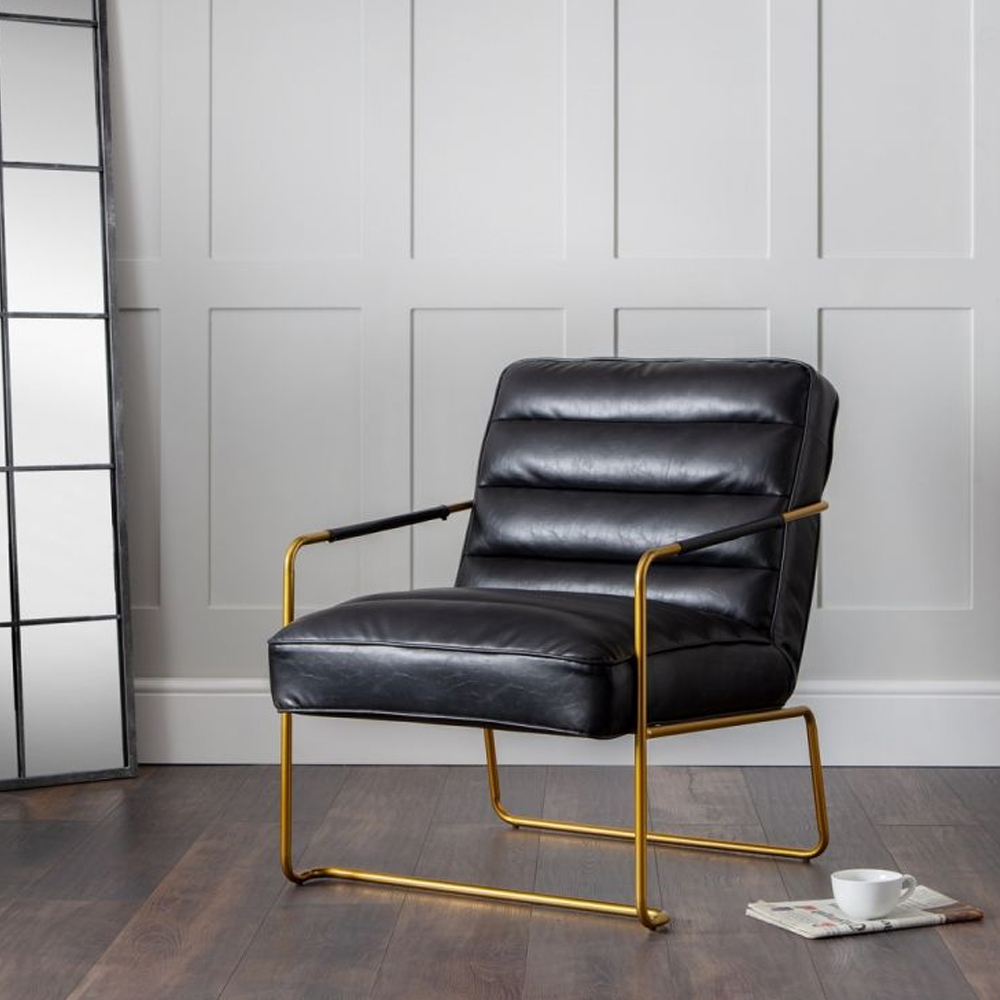 Read more about Golden faux leather bedroom chair in black