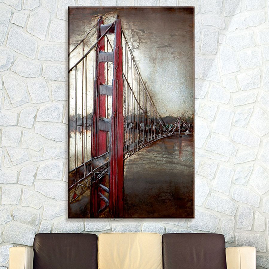 Product photograph of Golden Gate Picture Metal Wall Art In Brown from Furniture in Fashion